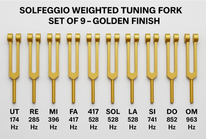 Ensemble professionnel de diapasons lestés Solfeggio, finition dorée, 174 Hz à 963 Hz, 9 pièces - Product Image 3