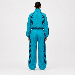 Nylon Black Athletic Tracksuit <b>Set</b> with Sports Jacket and Matching Pants for Fitness Training Running Gym Workout and Outdoor We - Product Image 2