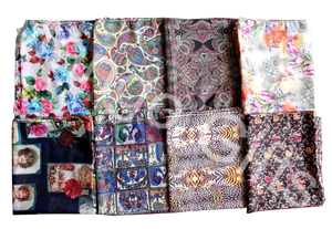 Écharpes et foulards imprimés en soie indienne pour femmes, lots en gros, foulards de cou, bandeaux pour cheveux, multicolores, cadeau ethnique, style bohème chic - Product Image 5