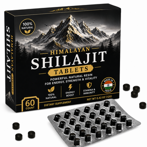 Comprimés de Shilajit à Marque Blanche 200mg 100% Pur Haute Concentration Shilajit de l'Himalaya Riche en Acide Fulvique (82%) et Oligo-éléments - Product Image 1