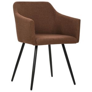 Ensemble de 4 chaises de salle à manger en tissu marron 100% polyester avec structure métallique moyenne pour la maison ou le bureau - Product Image 2