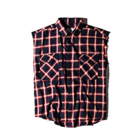 Chemise sans manches en flanelle premium pour homme, style motard, à carreaux, fabriquée au Pakistan, débardeur pour homme