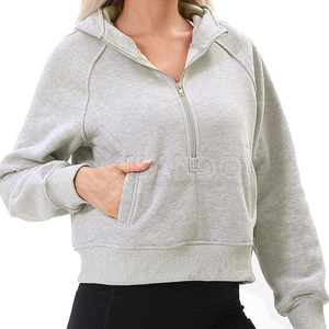 Sweat-shirts à capuche décontractés pour femmes, en molleton 100% coton, coupe ample, coupe-vent, écologiques, avec logo frontal et poches, vente en gros - Product Image 1