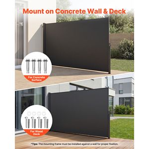 Toldo Lateral Retráctil para Patio Exterior de 71 x 118 Pulgadas con Tela de Poliéster de 180 G/m2, Protección Solar Impermeable, Pantalla de 4 m, Material de Lona de PC - Product Image 4