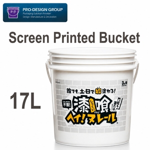 Seau en plastique industriel hermétique de 17 L certifié ISO, personnalisable avec impression sérigraphiée et couvercle à bande de déchirement pour peinture et revêtements - Product Image 1