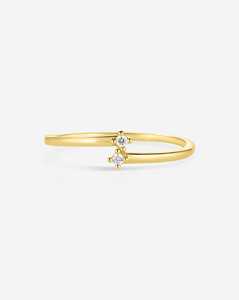 Round Lab Grown Diamond Open Wrap Ring Minimalist Two Stone Dainty Everyday Wear <b>Gap</b> Stackable Band 14K 18K Solid Gold Wholesale - Product Image 1