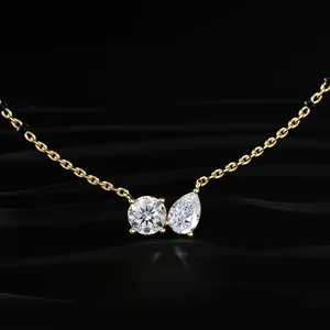 Lab Grown CVD Diamond Pendant Pear Halo Mangalsutra <b>D</b>-E Color VVS-VS Clarity IGI Certified Gold Engagement Wedding <b>Necklace</b> - Product Image 1