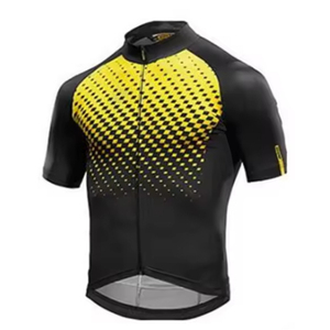 Maillot de Ciclismo para Hombre, Negro y Amarillo, Manga Corta, Transpirable, con Estampado por Sublimación, Cierre Frontal Completo, Ropa Deportiva - Product Image 1