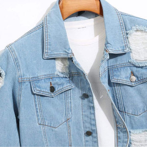 Chaqueta de Mezclilla Desgastada de Alta Calidad para Hombre, Estilo Casual Trucker, Chaqueta de Mezclilla Desgastada y Rasgada Personalizada - Product Image 5