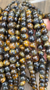 ลูกปัดหินตาเสือธรรมชาติขนาด 8 มม. ทรงกลม ขัดเงา สำหรับทำสร้อยข้อมือและเครื่องประดับ - Product Image 5