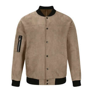 PREMIUM <b>MEN</b> CUSTOM VARSITY <b>JACKET</b> WHOLESALE VINTAGE FAUX SUEDE <b>BASEBALL</b> <b>JACKET</b> WITH SLEEVE ZIPPER POCKET - Product Image 1
