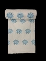 Tissu en coton blanc de qualité supérieure avec broderie florale bleue Schiffli - Matière ajourée respirante pour robes féminines - Vente chaude