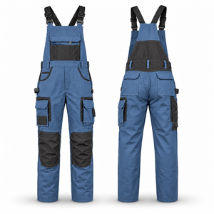 Salopette de travail industrielle pour hommes, personnalisable avec étiquette OEM, avec poche poitrine, rangement cargo, protections de genoux, uniforme d'usine, tailles sur mesure - Product Image 1