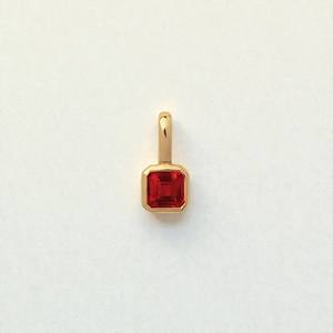 6mm Square <b>Garnet</b> Quartz Gemstone Collet Charm <b>Pendant</b> - 925 Silver Birthstone Charms for Jewelry Making Wholesale - Product Image 1