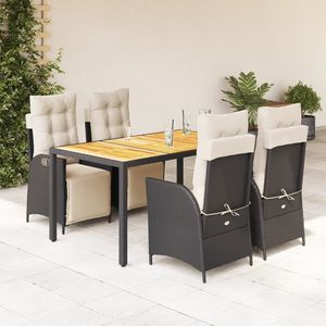 Ensemble de salle à manger de jardin en rotin PE noir 5 pièces - Product Image 1