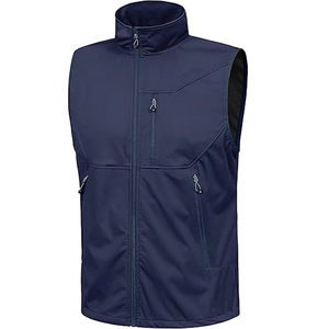 <b>Men's</b> Navy Blue Sporty Vest Water-Repellent Windproof Sleeveless Jacket Adjustable Hem 4-Way Stretch Waistcoat ODM - Product Image 3
