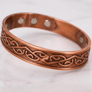 Rustic Vintage Filigree Wave Magnetic Pure Copper Band Bracelet Fashionable Metal Jewelry Exquisite Embossed Design - Product Image 4