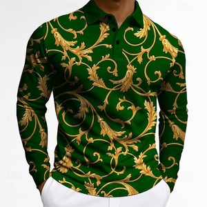 เสื้อโปโลแขนยาวลายดอกไม้สำหรับผู้ชาย ระบายอากาศได้ดี สวมใส่ได้ทั้งแบบลำลองและธุรกิจ ทรงเข้ารูป แห้งเร็ว มีหลายสี ผ้าโพลีเอสเตอร์ทออย่างดี สไตล์สมาร์ทแคชชวล - Product Image 3