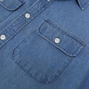 เสื้อเชิ้ตเดนิมแขนยาวลำลองสำหรับผู้ชาย ผ้าฝ้าย 100% แบบ OEM สั่งทำพิเศษ ทรงปกติ ล้างสีแบบแอซิด เหมาะสำหรับฤดูใบไม้ร่วง - Product Image 5