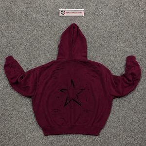 Sudadera con capucha oversize color borgoña granate, bordada, 100% algodón, estilo urbano, prenda informal para el día a día y fin de semana. - Product Image 6
