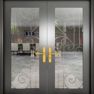 Portes d'entrée en fer forgé pour la maison, porte d'entrée en acier et verre sur mesure, design extérieur moderne et décoratif pour villa résidentielle - Product Image 1