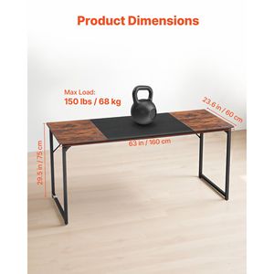 63-Inch Modern Simple Metal Frame <b>Computer</b> Desk for Home <b>Office</b> for Gaming Writing Study Large Workspace Comfortable Leather - Product Image 3