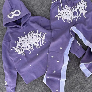 Conjunto de Sudadera Deportiva para Hombre, Estampada, Lavado Ácido, Ajustada, Moderna, de Manga Larga, Fibra de Poliéster, Ropa Casual para Primavera y Otoño - Product Image 1