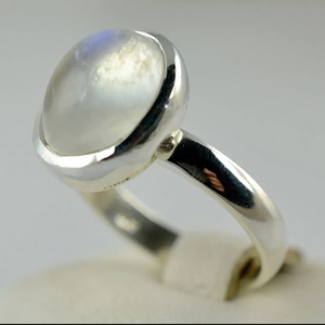 Rainbow Moonstone <b>Ring</b> 925 Sterling <b>Silver</b> Handmade <b>Statement</b> Promise <b>Ring</b> for Women Boho Oval June Birthstone Jewelry - Product Image 1
