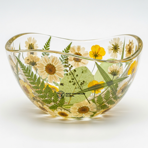 ชามเสิร์ฟตกแต่งรูปทรงคลื่นหลากสี ไล่เฉดสีส้ม ชมพู ม่วง ของตกแต่งศิลปะสมัยใหม่ ชามใส่ผลไม้ ขนมขบเคี้ยว - Product Image 1