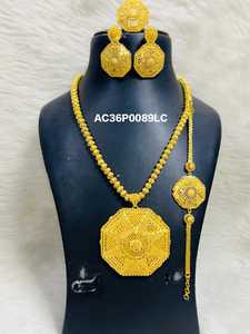 One Gram 24K Gold Plated Pendant Set with <b>Rope</b> & Bokul <b>Chain</b> for Women-Trendy Wedding/Anniversary Gift - Product Image 2