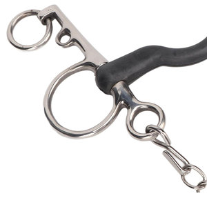 Bocado de acero inoxidable para caballo con boquilla de neopreno y cadena para equitación - Product Image 3