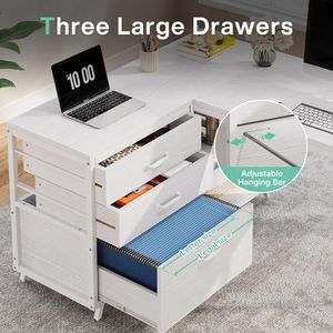 โต๊ะคอมพิวเตอร์อุตสาหกรรมรูปตัว L ขนาด 53 นิ้ว แบบพลิกกลับได้ สำหรับโฮมออฟฟิศ 3 ลิ้นชัก พร้อมชั้นวางสำหรับการเรียนและการเขียน - Product Image 3