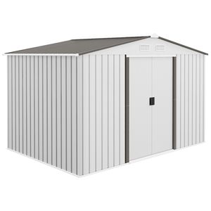 Casetta da Giardino in Metallo 9FT X 6FT con 2 Porte Scorrevoli e 4 Prese d'Aria, Organizzatore per Attrezzi e Utensili da Giardino in Lega di Legno per Esterni - Product Image 1