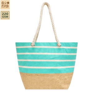 Sac de plage en toile de coton laminée 220 GSM, sac de voyage de plage 42x30x17 cm, logo personnalisé, vente en gros, OEM, marque privée, modèle SNC138A - Product Image 1