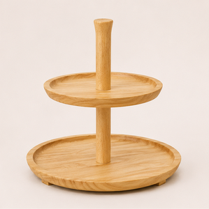 Wholesale 2 Tier Wooden Cake <b>Stand</b> & Tiered Serving Tray Round Wood Dessert Display <b>Stand</b> for <b>Cupcakes</b> Reasonable Price - Product Image 6