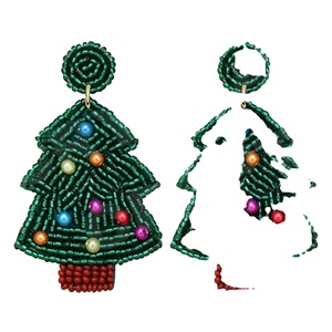 Vintage Style Christmas Beaded Earrings for Women Patriotic Orange White Blue Colour for Wedding & <b>Memorial</b> Day - Product Image 1