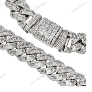 Cadena Cubana de Moissanita de 18 mm y 22 pulgadas, Chapada en Oro de 14K, Estilo Hip Hop, Plata de Ley, Cadena de Eslabones Cubanos Personalizada, Joyería Unisex - Product Image 4