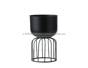 Maceta de Interior de Nuevo estilo con soporte de Base de jaula de alambre, maceta decorativa para el hogar y la Oficina de alta calidad con acabado mate negro - Product Image 1