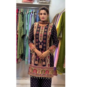 Designer Wear Trending Printed Top With Stone Work Palazzo And Dupatta Set For Women - Product Image 1