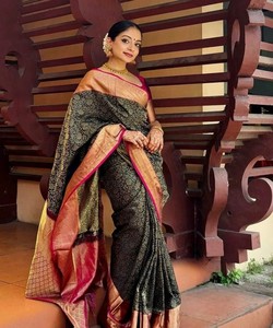 Le plus populaire KP 6091 Saree de travail long en jacquard de soie LICI à séchage rapide, avec chemisier non cousu, pour tenue de fête, prix de gros, ethnique - Product Image 2