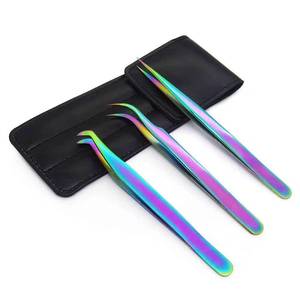 ชุดแหนบต่อขนตาสแตนเลสความแม่นยำสูง สีรุ้ง 3 ชิ้น พร้อมกล่อง - Product Image 1