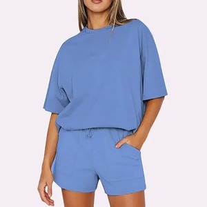 Stylish Cotton Summer 2 Piece <b>Set</b> Women Custom Printed Lace Logo Above Knee Shorts Shirt High Quality Breathable <b>Sets</b> - Product Image 5