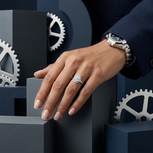 Anillo de Platino con Diamante Cultivado en Laboratorio de Corte Pera de 2.00ct, Diseño Elegante con Tiras Cruzadas, Anillo de Aniversario, Precio de Fábrica DIFF - Product Image 4
