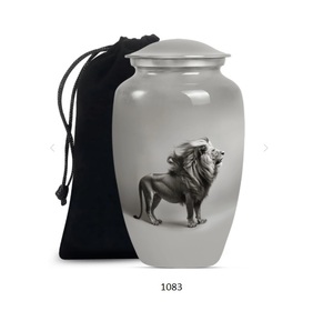 โกศบรรจุอัฐิขนาดใหญ่ รูปสิงโต ทำจากอะลูมิเนียม สำหรับผู้ใหญ่ ตกแต่งด้วยลวดลายพิมพ์ทันสมัย เหมาะสำหรับงานศพ - Product Image 2