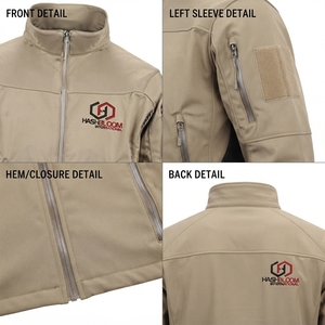 เสื้อแจ็คเก็ตผู้ชาย Hashbloom แบบกันลม กันน้ำ ผ้า softshell ทรงทหาร คอตั้ง ซิปหน้า มีโลโก้ สไตล์ชุดทำงาน สำหรับฤดูใบไม้ร่วงและฤดูหนาว - Product Image 4