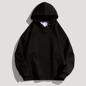 H5401 Wholesales Custom No String Button 400 GSM Polyester Hoodies <b>Drop</b> Shoulder Oversized Men's Hoodies - Product Image 4