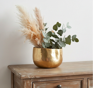 Florero de aluminio dorado antiguo con textura martillada, hermoso centro de mesa para mesa de comedor, sala de estar y decoración festiva - Product Image 5