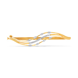 Elegant Wave Diamond Gold <b>Bangle</b> <b>Bracelet</b> for Women | Designer Yellow Gold <b>Bracelet</b> - Product Image 1