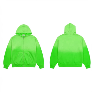 Sudadera con capucha y cremallera color naranja con efecto acid wash, 100% algodón, forro grueso, estilo oversize, informal, para hombre, otoño - Product Image 5