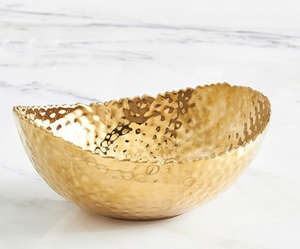 Bol en métal martelé fait main, vaisselle décorative glamour, finition dorée, parfait pour la maison, le bureau, la table et les fêtes - Product Image 2